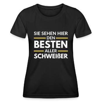 Sie sehen hier den Besten aller Schweißer - Frauen Funktions-T-Shirt - Schwarz - Vorne - AI Model Female 172 light (172cm)