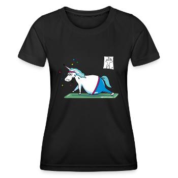 "Fluffy" fat unicorn - T-shirt sport Femme - noir - Devant - AI Model Female 172 light (172cm)