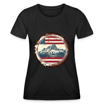 Amerikanische Vintage Berge - Frauen Funktions-T-Shirt - Schwarz - Vorne - AI Model Female 172 light (172cm)