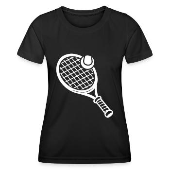 Tennis Racket Tennis Ball Tennis - Women's Functional T-Shirt - black - Front - AI Model Female 172 light (172cm)