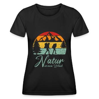 Natur ist mein Urlaub Wandern Wald Berge Familie - Frauen Funktions-T-Shirt - Schwarz - Vorne - AI Model Female 172 light (172cm)