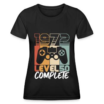 50 Anniversaire Né 1972 Niveau 50 Complet - T-shirt sport Femme - noir - Devant - AI Model Female 172 light (172cm)