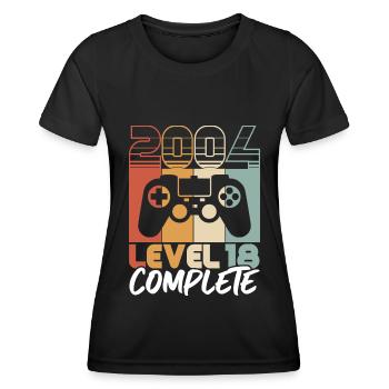 18 Birthday Vintage 2004 Level 18 Complete - Women's Functional T-Shirt - black - Front - AI Model Female 172 light (172cm)