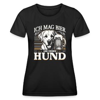 Ich mag Bier und meinen Hund - Frauen Funktions-T-Shirt - Schwarz - Vorne - AI Model Female 172 light (172cm)