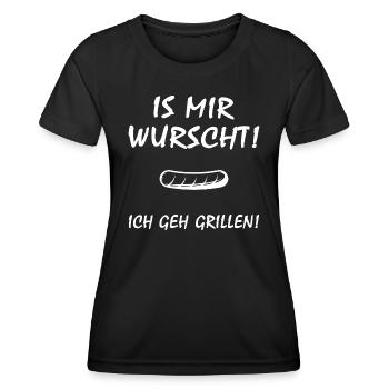 Grillen "Wurscht" Grillsprüche BBQ-Grill Fleisch - Frauen Funktions-T-Shirt - Schwarz - Vorne - AI Model Female 172 light (172cm)