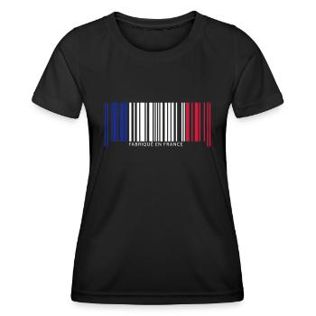 Code barre france - T-shirt sport Femme - noir - Devant - AI Model Female 172 light (172cm)