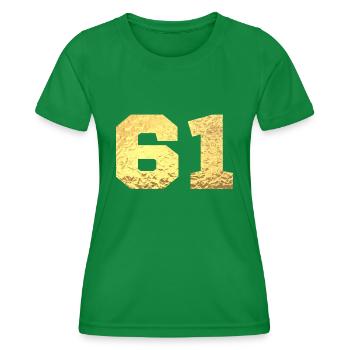 Numéro 61 paillettes doré - 61e anniversaire - T-shirt sport Femme - vert - Devant - AI Model Female 172 dark (172cm)
