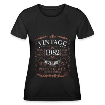 Anniversaire Millésime Décembre 1982 Millésime Rétro - T-shirt sport Femme - noir - Devant - AI Model Female 172 light (172cm)