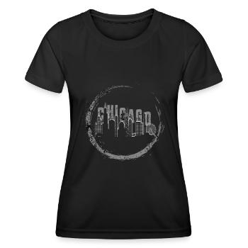 Ligne d’horizon de la ville de Chicago - T-shirt sport Femme - noir - Devant - AI Model Female 172 light (172cm)