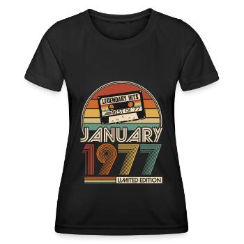 1977 Vintage Jahrgang Geburtstag Retro Geschenk - Frauen Funktions-T-Shirt - Schwarz - Vorne - AI Model Female 172 light (172cm)