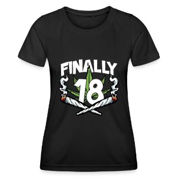 FINALLY 18 GEBURTSTAG 2004 KIFFEN CANNABIS - Frauen Funktions-T-Shirt - Schwarz - Vorne - AI Model Female 172 light (172cm)