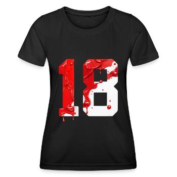 NON. 18 NUMÉRO 18 ROUGE BLANC 18E ANNIVERSAIRE - T-shirt sport Femme - noir - Devant - AI Model Female 172 light (172cm)