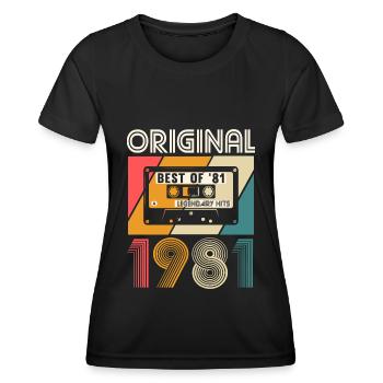 Née en 1981 naissance rétro anniversaire Best of '81 - T-shirt sport Femme - noir - Devant - AI Model Female 172 light (172cm)