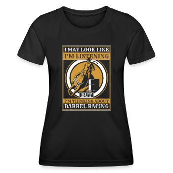 Horse Racing Barrel racing Horse Barrels - Women's Functional T-Shirt - black - Front - AI Model Female 172 light (172cm)