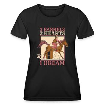 Horse Racing Barrel racing Horse Barrels - Women's Functional T-Shirt - black - Front - AI Model Female 172 light (172cm)