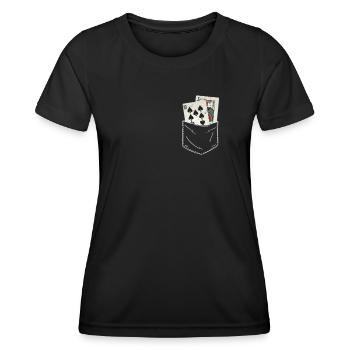Poker Casino Texas Hold'em Pokerspieler - Frauen Funktions-T-Shirt - Schwarz - Vorne - AI Model Female 172 light (172cm)