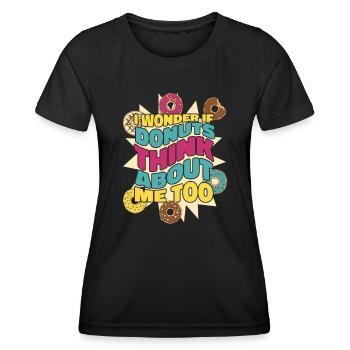 Donut Donuts Candy Bagel - T-shirt sport Femme - noir - Devant - AI Model Female 172 light (172cm)