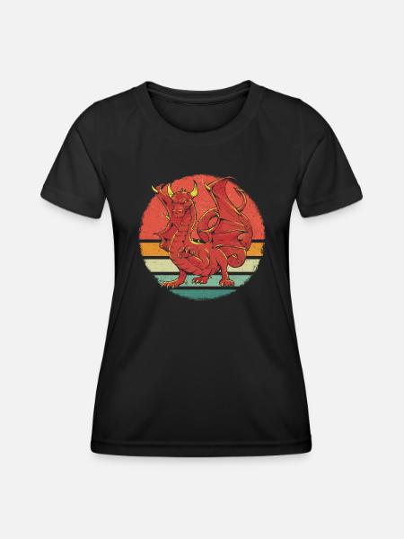 Drache Mystisch Drachen Fantasie - Frauen Funktions-T-Shirt - Schwarz