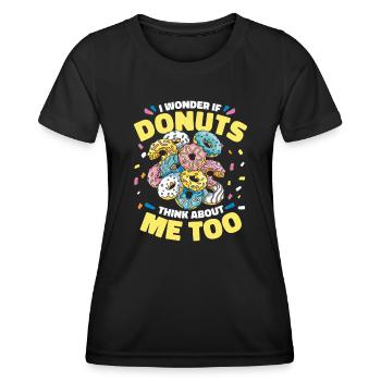 Donut Donuts Candy Bagel - T-shirt sport Femme - noir - Devant - AI Model Female 172 light (172cm)