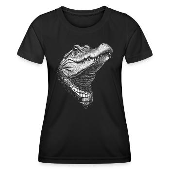 Alligator Portrait Krokodil Tiere Tier - Frauen Funktions-T-Shirt - Schwarz - Vorne - AI Model Female 172 light (172cm)