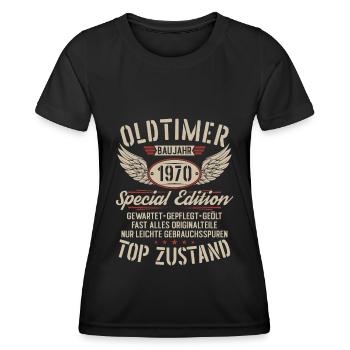 Oldtimer Baujahr 1970 Jahrgang Geburtstag Geschenk - Frauen Funktions-T-Shirt - Schwarz - Vorne - AI Model Female 172 light (172cm)