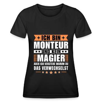 Ich bin Monteur und kein Magier - Frauen Funktions-T-Shirt - Schwarz - Vorne - AI Model Female 172 light (172cm)