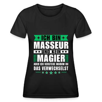 Ich bin Masseur und kein Magier - Frauen Funktions-T-Shirt - Schwarz - Vorne - AI Model Female 172 light (172cm)