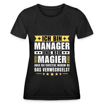 Ich bin Manager und kein Magier - Frauen Funktions-T-Shirt - Schwarz - Vorne - AI Model Female 172 light (172cm)