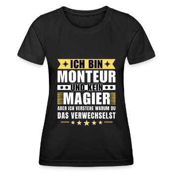 Ich bin Monteur und kein Magier - Frauen Funktions-T-Shirt - Schwarz - Vorne - AI Model Female 172 light (172cm)