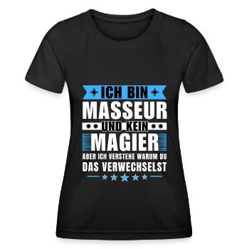 Ich bin Masseur und kein Magier - Frauen Funktions-T-Shirt - Schwarz - Vorne - AI Model Female 172 light (172cm)
