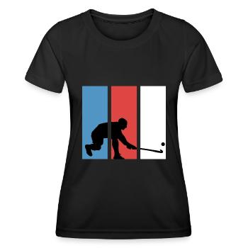 Hockey Feldhockey Hockeyspieler retro Penalty - Frauen Funktions-T-Shirt - Schwarz - Vorne - AI Model Female 172 light (172cm)