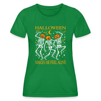 Lustige Halloween tanzende Skelette Jack O Laterne - Frauen Funktions-T-Shirt - Kelly Green - Vorne - AI Model Female 172 dark (172cm)