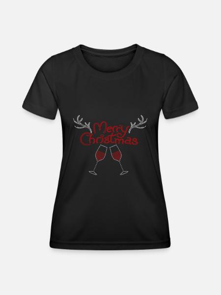 rhinestone xmas celebrations unique design - Women's Functional T-Shirt - black