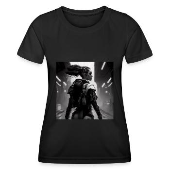E-Girl, Science-fiction, noir et blanc - T-shirt sport Femme - noir - Devant - AI Model Female 172 light (172cm)