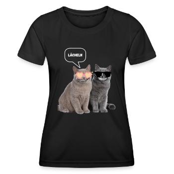 Grinsycats - Frauen Funktions-T-Shirt - Schwarz - Vorne - AI Model Female 172 light (172cm)