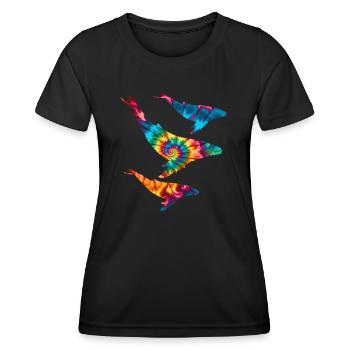 Humpback Whales Tie Dye - Women's Functional T-Shirt - black - Front - AI Model Female 172 light (172cm)
