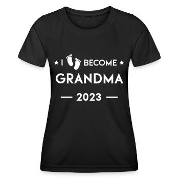 Ich werde Oma 2023 Babyfüße - Enkel Enkelkind - Frauen Funktions-T-Shirt - Schwarz - Vorne - AI Model Female 172 light (172cm)