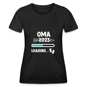 Ich werde Oma 2023 Babyfüße - Enkel Enkelkind - Frauen Funktions-T-Shirt - Schwarz - Vorne - AI Model Female 172 light (172cm)