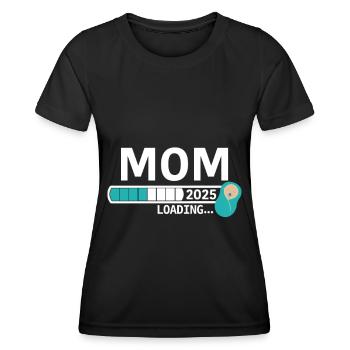 Mom 2025 loading... - Frauen Funktions-T-Shirt - Schwarz - Vorne - AI Model Female 172 light (172cm)