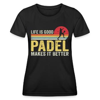 Das Leben ist gut Padel macht es besser - Frauen Funktions-T-Shirt - Schwarz - Vorne - AI Model Female 172 light (172cm)