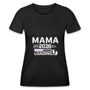 Maman 2026 - Annonce de grossesse avec barre de chargement - T-shirt sport Femme - noir - Devant - AI Model Female 172 light (172cm)
