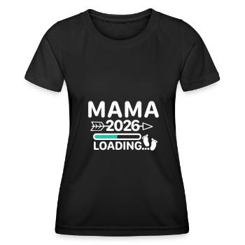 Maman 2026 - Annonce de grossesse avec barre de chargement - T-shirt sport Femme - noir - Devant - AI Model Female 172 light (172cm)