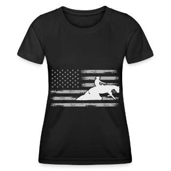 Westernpferd & Westernreiterin Westernreiten - Frauen Funktions-T-Shirt - Schwarz - Vorne - AI Model Female 172 light (172cm)
