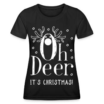 Oh Deer It s Chritsmas - Reindeer Christmas - Women's Functional T-Shirt - black - Front - AI Model Female 172 light (172cm)