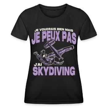 Je peux pas j'ai skydiving. - T-shirt sport Femme - noir - Devant - AI Model Female 172 light (172cm)