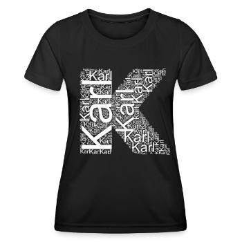 Le prénom de Karl comme nuage de mots - T-shirt sport Femme - noir - Devant - AI Model Female 172 light (172cm)