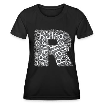 Le prénom de Ralf sous forme de nuage de mots - T-shirt sport Femme - noir - Devant - AI Model Female 172 light (172cm)