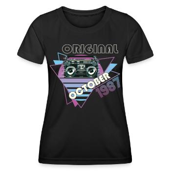 Vintage 1987 35 Cadeau Anniversaire Rétro Cassette - T-shirt sport Femme - noir - Devant - AI Model Female 172 light (172cm)