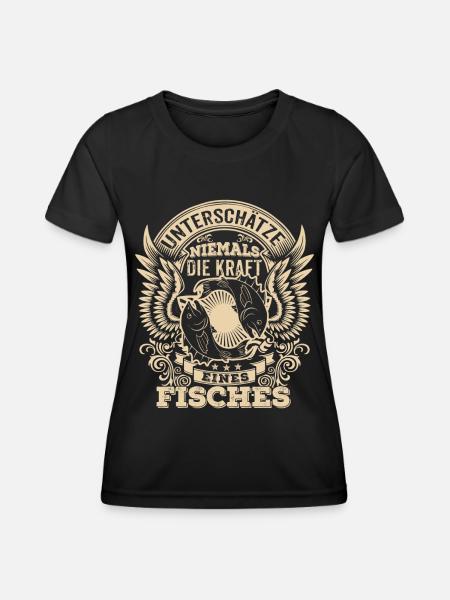 Fisch - Sternzeichen - Unterschätze niemals - Frauen Funktions-T-Shirt - Schwarz