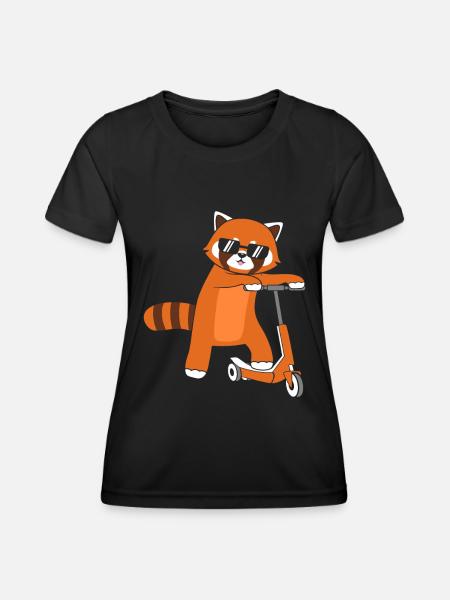 Red Panda E Scooting Scooting Roller - Women's Functional T-Shirt - black